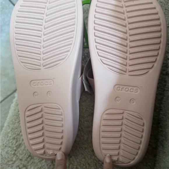 CROCS Women's Getaway Platform Toe Loop Slide Sandals Size 9 Nude/beige pinkish - Picture 4 of 10
